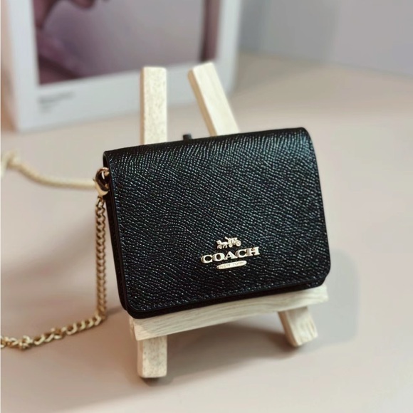 NWT Coach Mini Wallet On A Chain Black - Picture 2 of 12